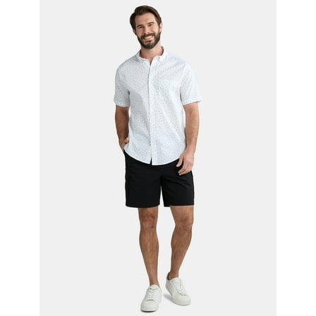 George Men's & Big Men's Button-Up Poplin Shirt with Short Sleeves, Sizes S-3XL