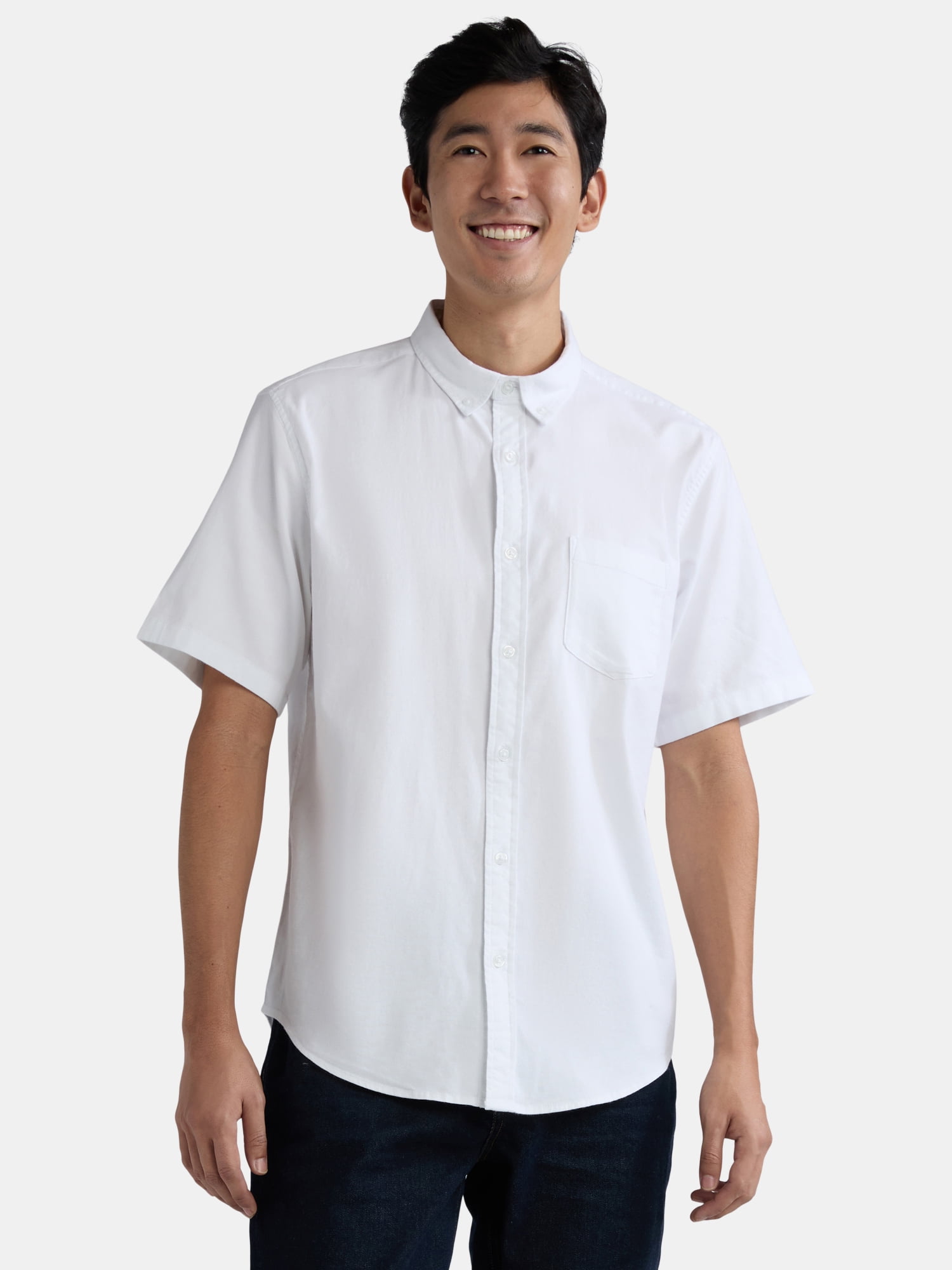 George Men's & Big Men's Classic Fit Short Sleeve Button-Up Poplin Shirt, Sizes S-3XL