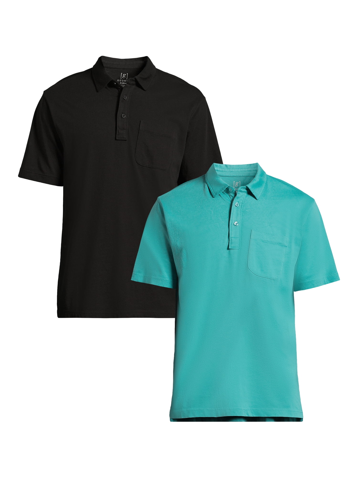 George Men s Big Men s 2 Pack Short Sleeve Jersey Polo with Pocket Sizes S 3XL Walmart