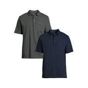 George Men's & Big Men's Short Sleeve Jersey Polo with Pocket, 2-Pack, Sizes S-3XL