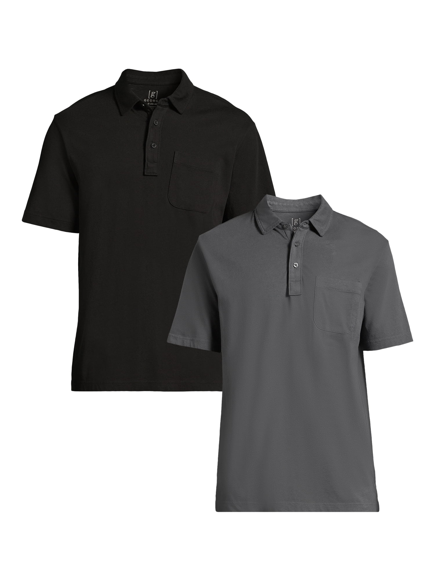 George Men s Big Men s Short Sleeve Jersey Polo With Pocket 2 Pack george-men-s-big-men-s-short-sleeve-jersey-polo-with-pocket-2-pack