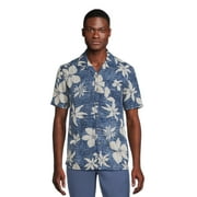 George Men's & Big Men's Short Sleeve Linen Blend Button-Up Camp Shirt, Sizes S-3XL