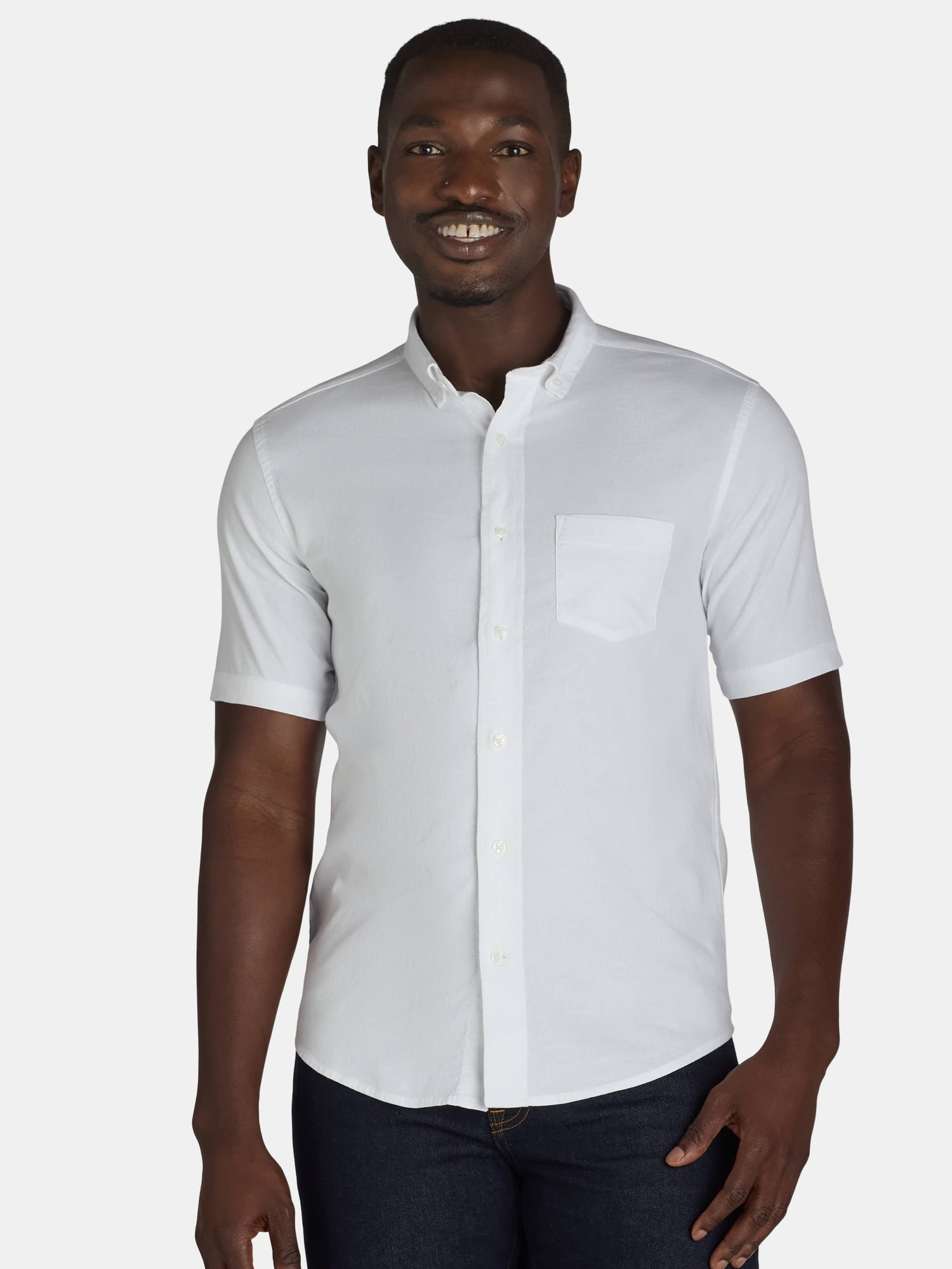 George Men's & Big Men's Short Sleeve Poplin Button-Up Shirt, Sizes S-3XL