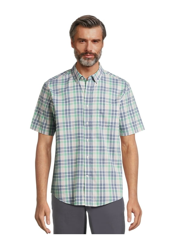 George Men's & Big Men's Short Sleeve Poplin Button-Up Shirt, Sizes S-3XL