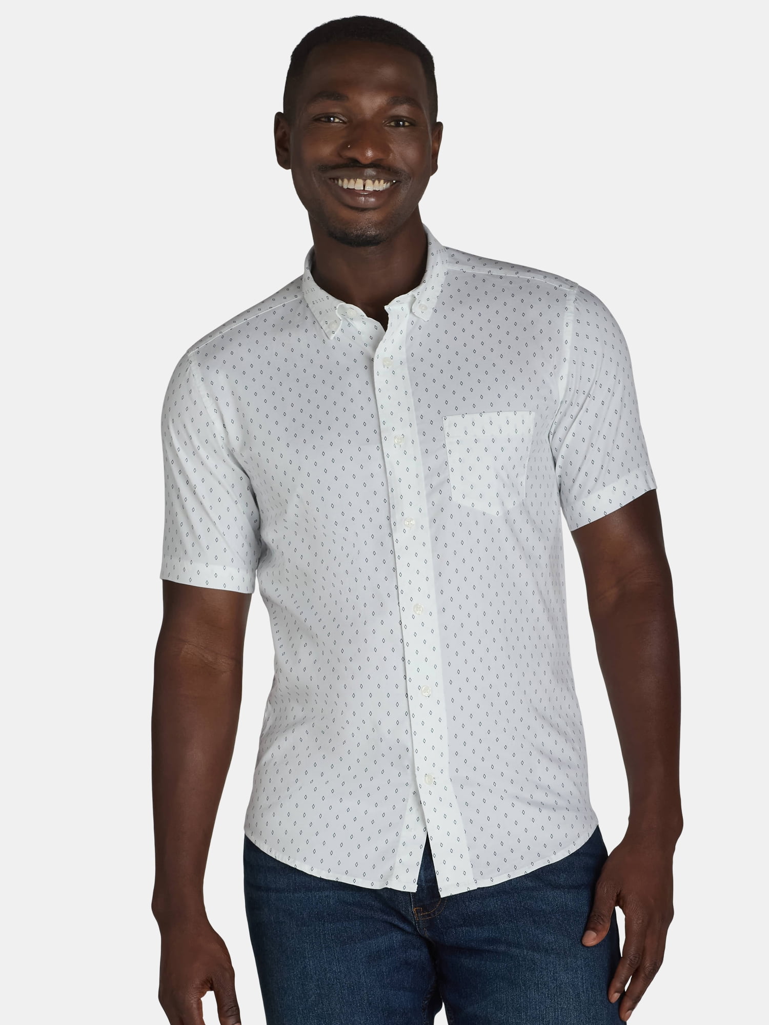 Mens Casual Button Down Shirts in Mens Shirts | White - Walmart.com