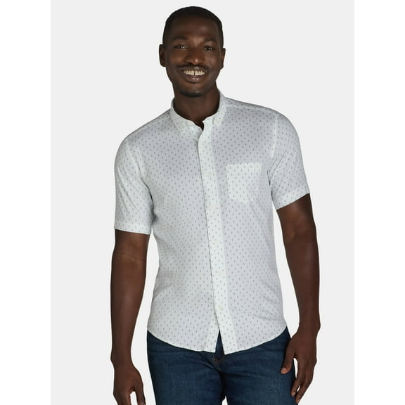 George Men's & Big Men's Short Sleeve Poplin Button-Up Shirt, Sizes S-3XL