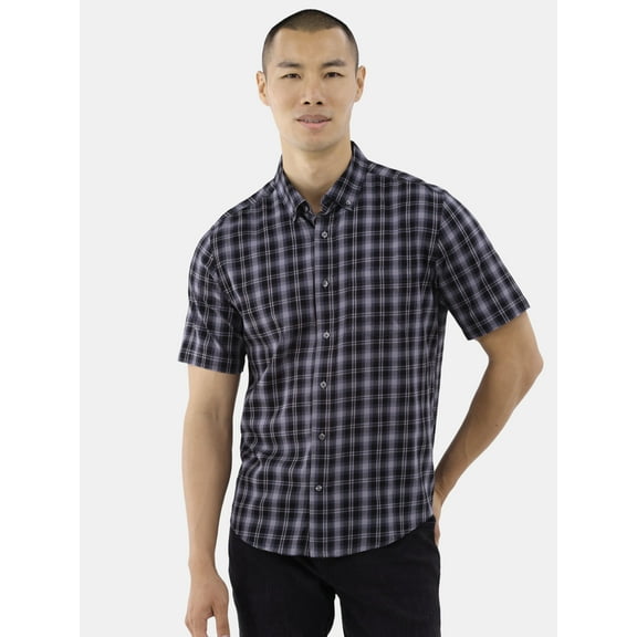 George Men's & Big Men's Short Sleeve Poplin Button-Up Shirt, Sizes S-3XL