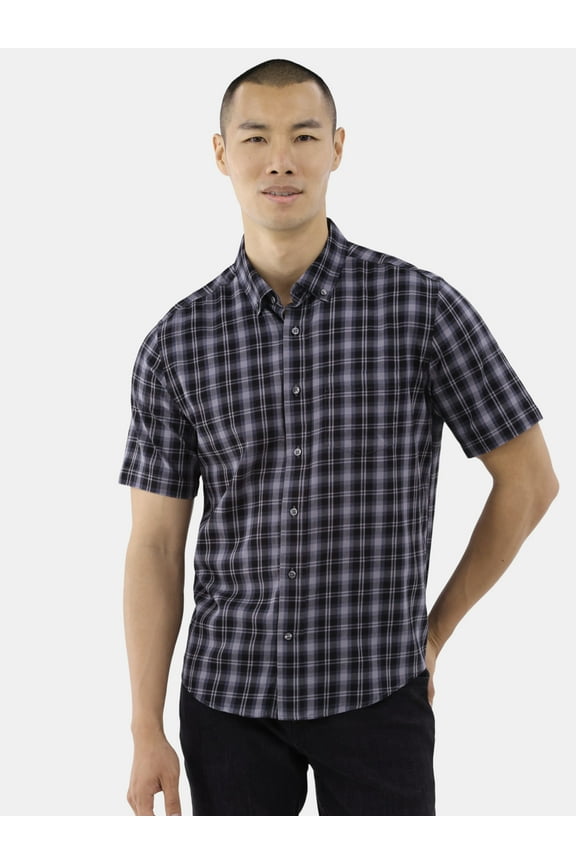Men's & Big Men's Short Sleeve Poplin Button-Up Shirt, Sizes S-3XL