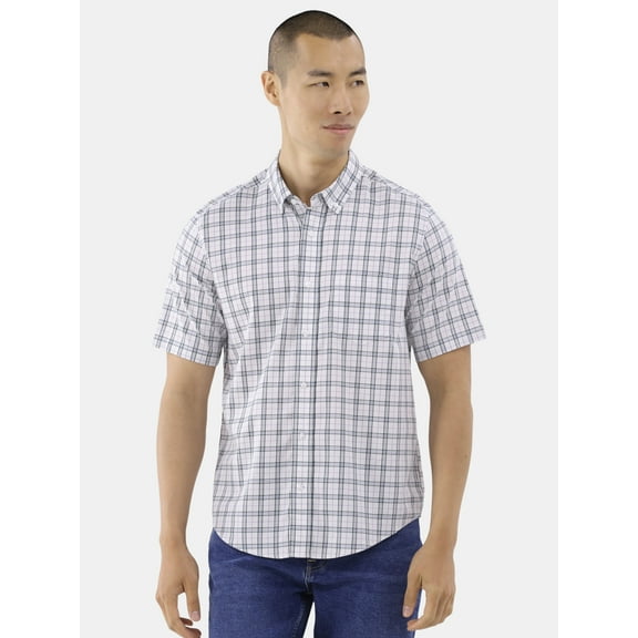 George Men's & Big Men's Short Sleeve Poplin Button-Up Shirt, Sizes S-3XL