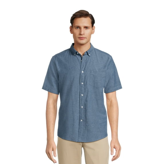 George Men's & Big Men's Short Sleeve Poplin Button-Up Shirt, Sizes S-3XL