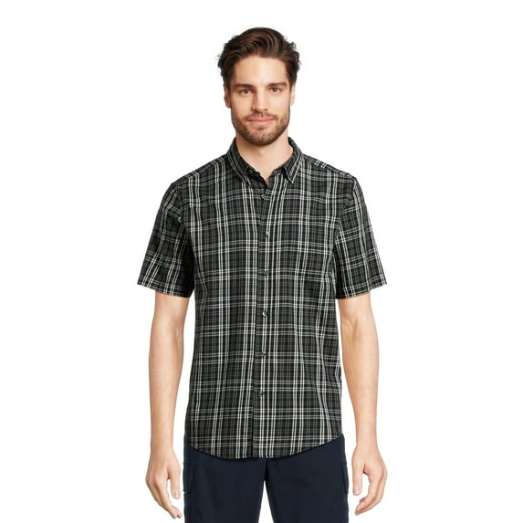George Men's & Big Men's Short Sleeve Poplin Button-Up Shirt, Sizes S-3XL