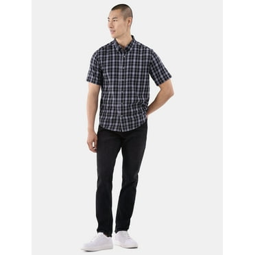 George Men's & Big Men's Short Sleeve Poplin Button-Up Shirt, Sizes S-3XL