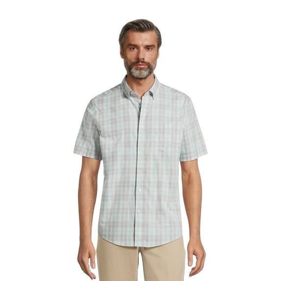 George Men's & Big Men's Short Sleeve Poplin Button-Up Shirt, Sizes S-3XL