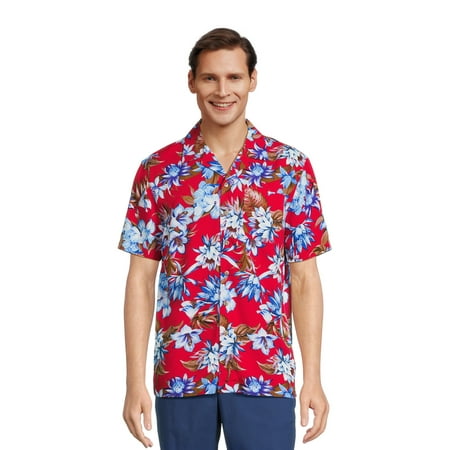 George Men's & Big Men's Short Sleeve Rayon Button-Up Camp Shirt, Sizes S-3XL