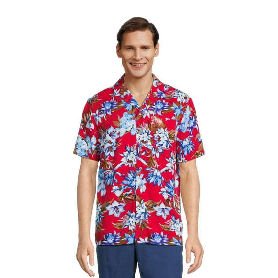 George Men's & Big Men's Short Sleeve Rayon Button-Up Camp Shirt, Sizes S-3XL