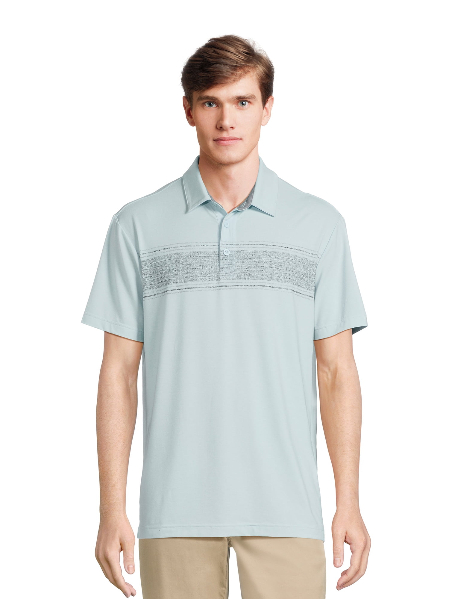 Men's Plus Size Classic Striped Collar Knit Polo Shirt main image 0