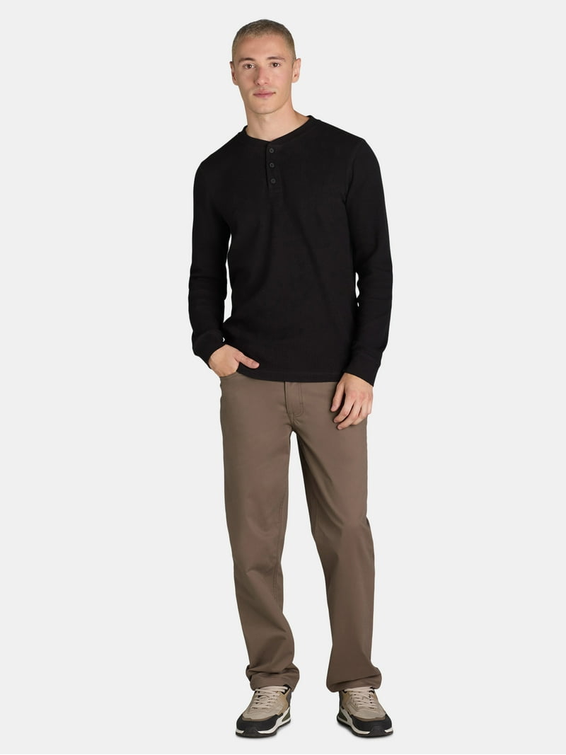 men's Thermal Henley Shirt - Long Sleeve Waffle Knit - Walmart.com