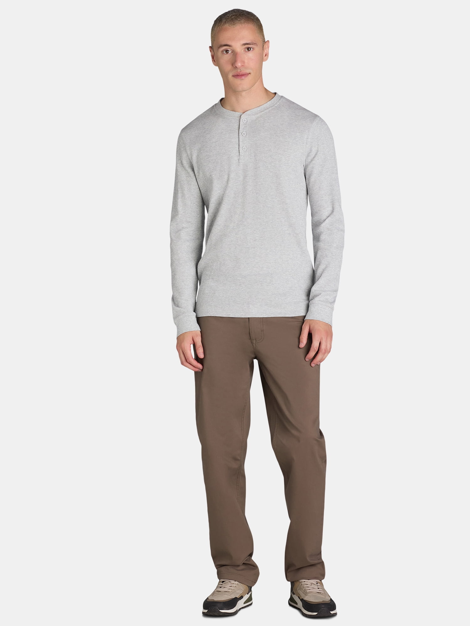 George Men’s and Big Men’s Thermal Henley T-Shirt with Long Sleeves, Sizes XS-3XLT