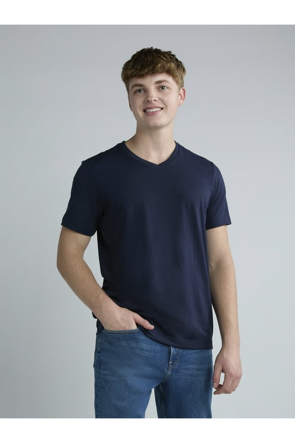 Men's and Big Men's V Neck Tee with Short Sleeves, Sizes S-3XL