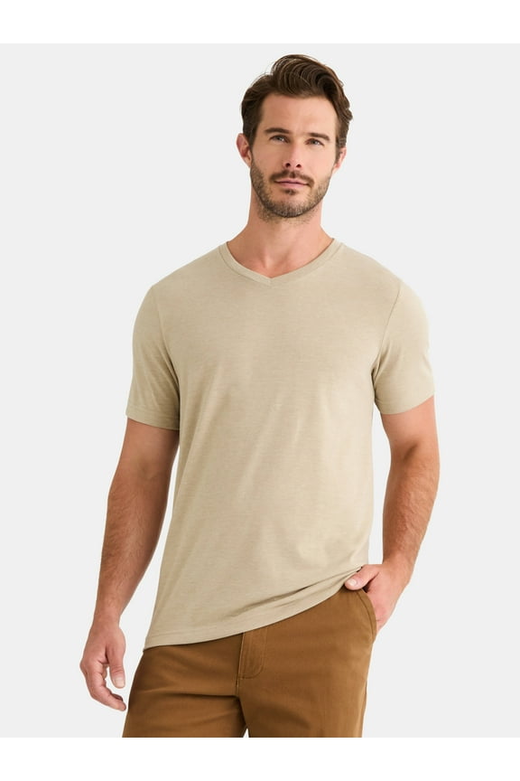 Men's and Big Men's V-Neck Tee with Short Sleeves, Sizes XS-3XL