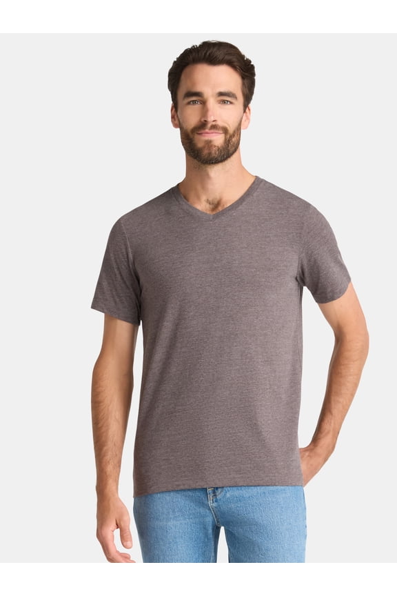 Men's & Big Men's Relaxed Fit Short Sleeve V-Neck Tee, Sizes S-3XL