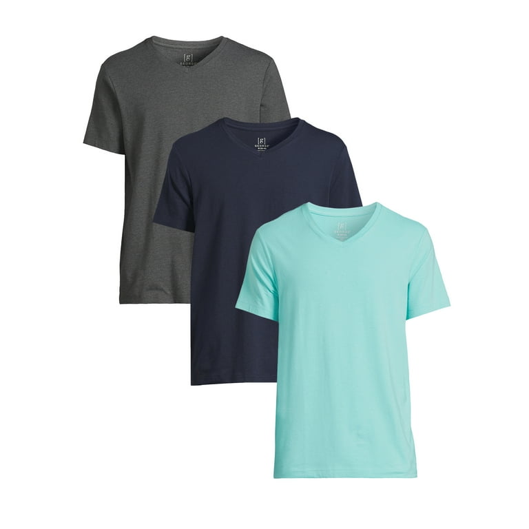 George Men s Big Men s 3 Pack V Neck Textured Short Sleeve Tee Sizes S 3XL