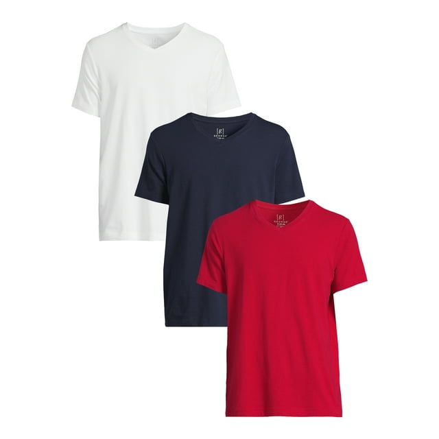 George Men’s & Big Men’s 3-Pack V-Neck Textured Short Sleeve Tee, Sizes ...