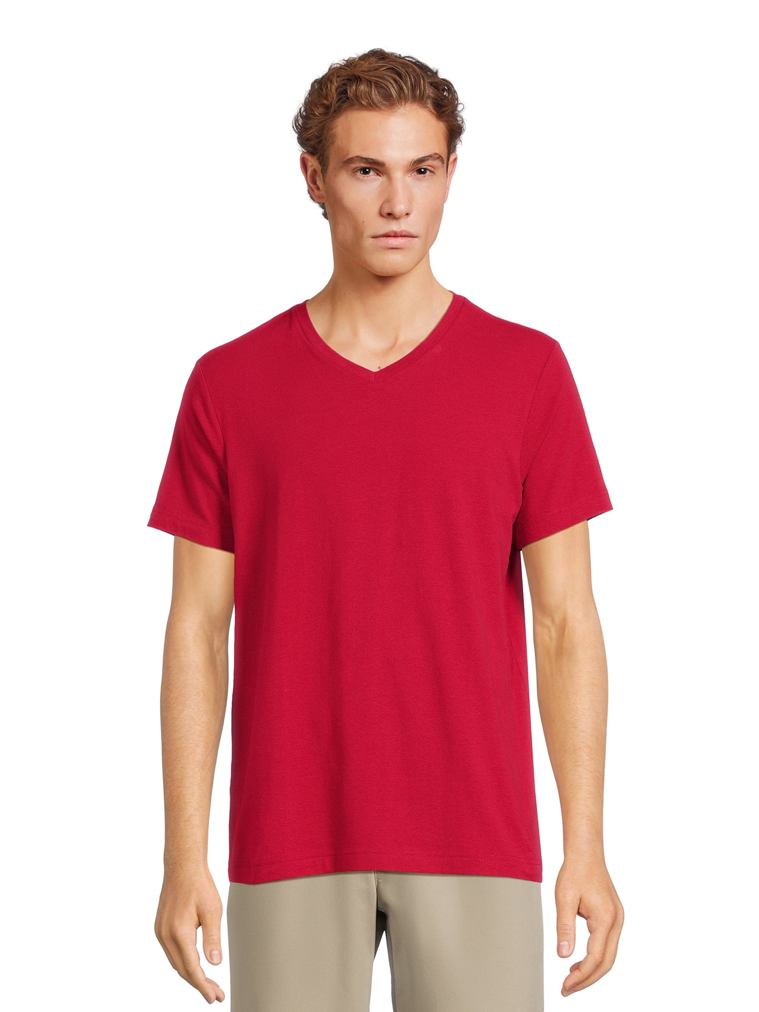 George Men’s & Big Men’s V-Neck Textured Short Sleeve Tee, Sizes S-3XL ...