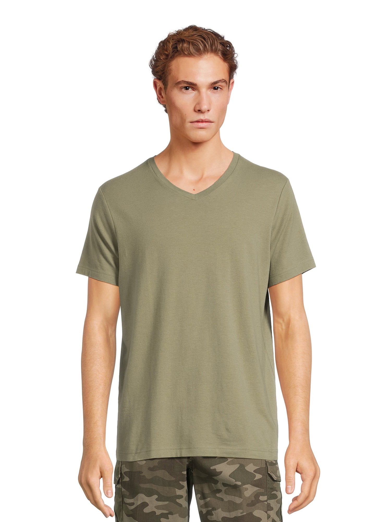 George Men’s & Big Men’s V-Neck Textured Short Sleeve Tee, Sizes S-3XL ...