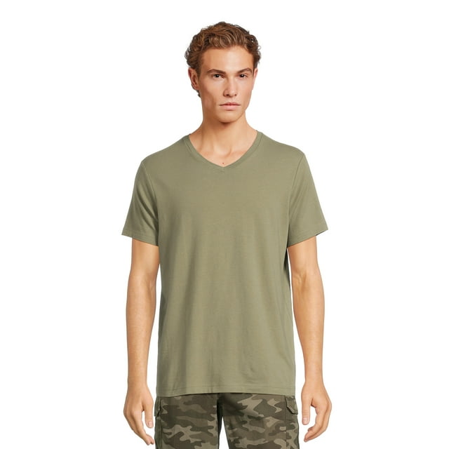 George Men’s & Big Men’s V-Neck Textured Short Sleeve Tee, Sizes S-3XL ...
