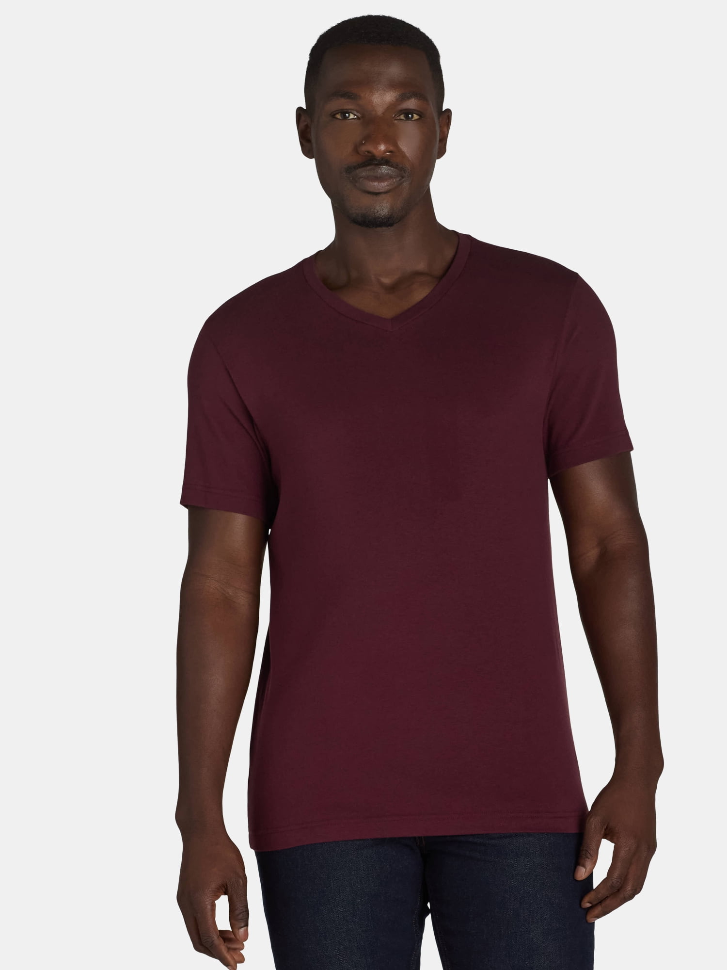 George Men’s & Big Men’s V-Neck Textured Short Sleeve Tee, Sizes S-3XL ...