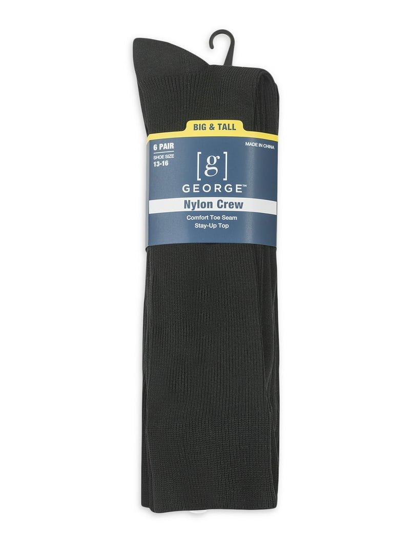 George Men's Big & Tall Nylon Crew Socks, 6 Pack - Walmart.com