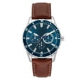 thumbnail image 1 of George Men's Brown Strap Blue Dial 3-Eye Wristwatch, 1 of 5