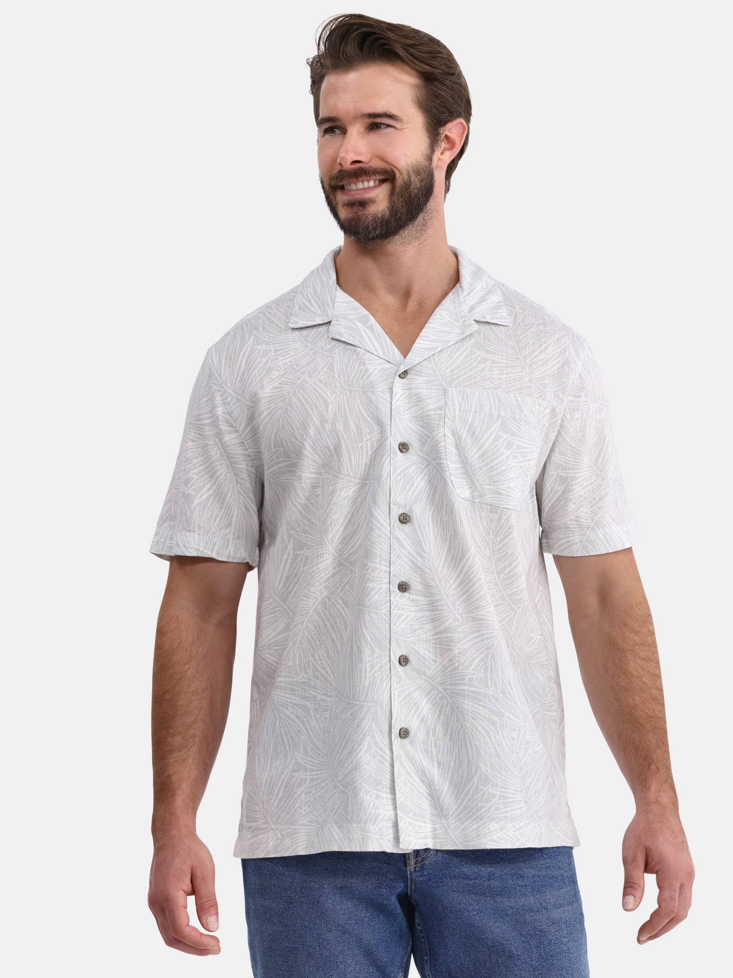 George Men's and Big Men’s Camp Shirt, Sizes S-3XL