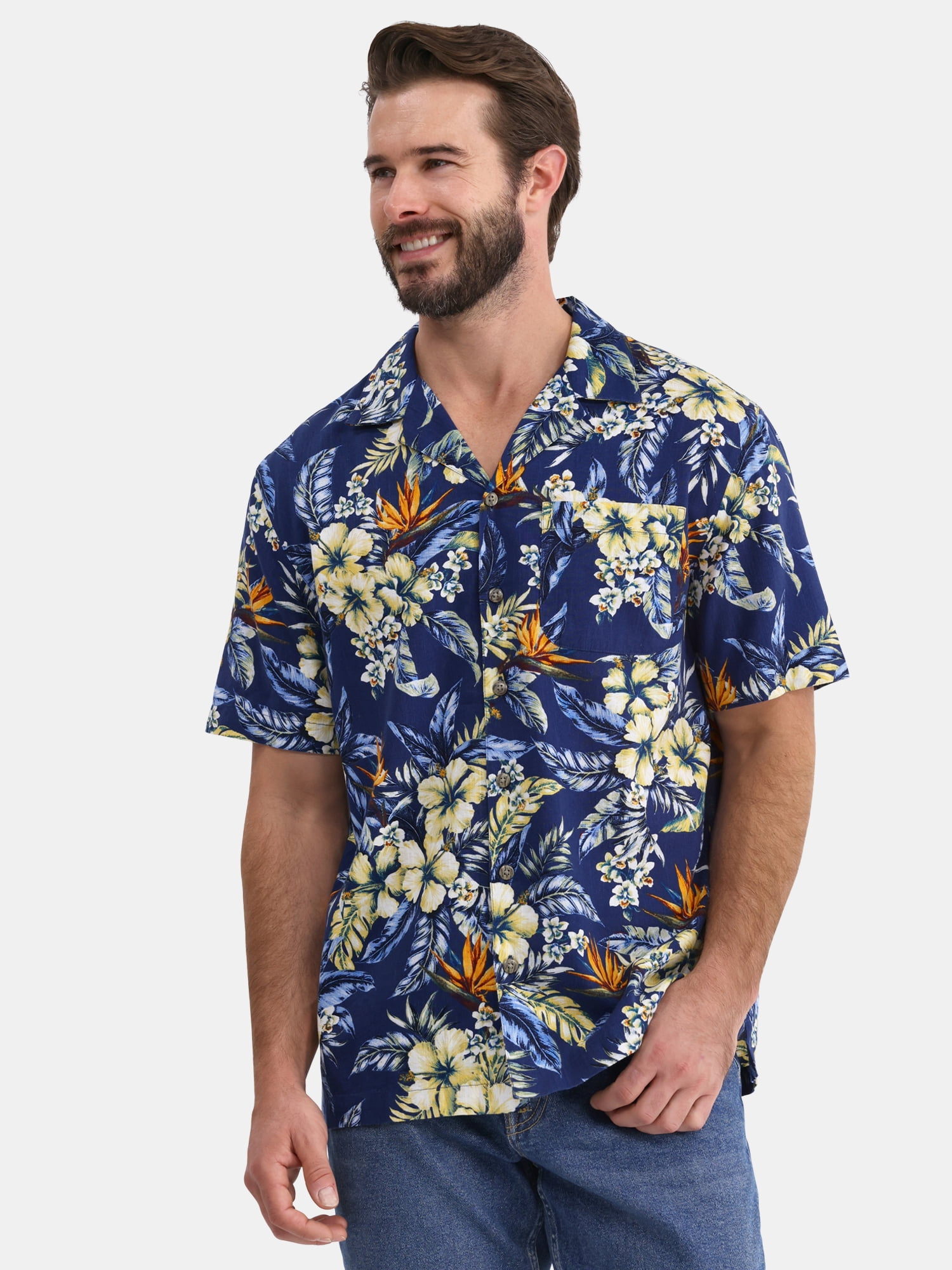 George Men's and Big Men’s Camp Shirt, Sizes S-3XL