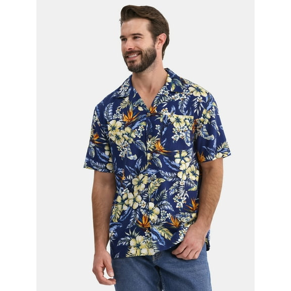 George Men's and Big Men’s Camp Shirt, Sizes S-3XL