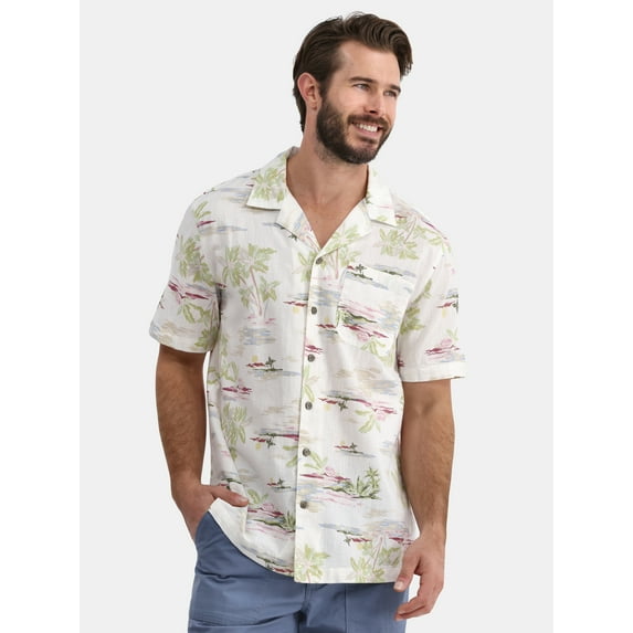 George Men's and Big Men’s Camp Shirt, Sizes S-3XL