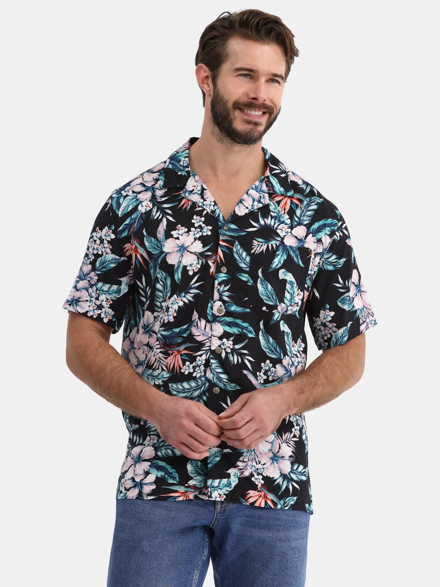 Men's and Big Men’s Camp Shirt, Sizes S-3XL