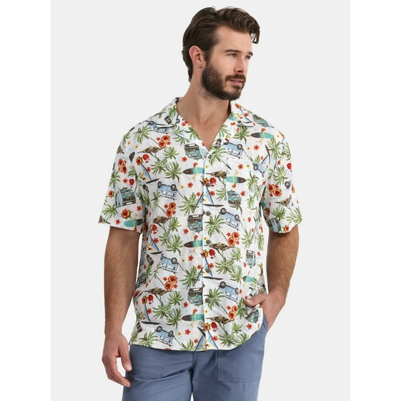 George Men's and Big Men’s Camp Shirt, Sizes S-3XL