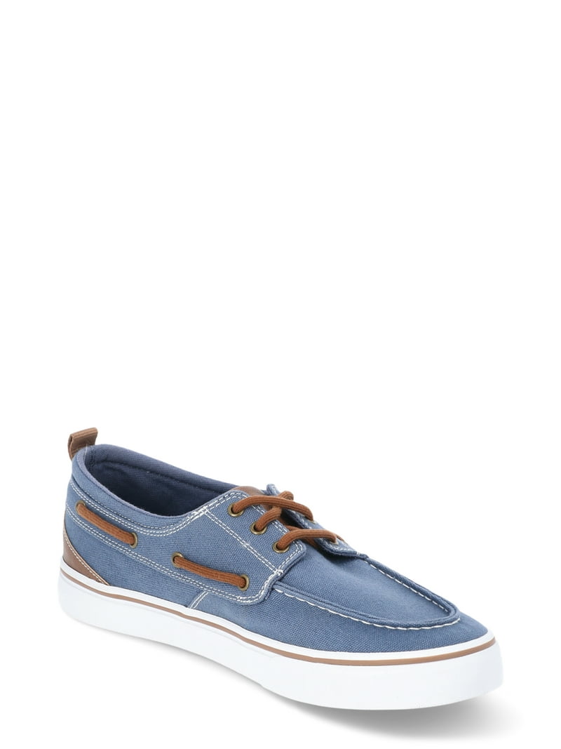 George Men's Canvas Boat Shoes Light Brown Gray Blue Casual Lace