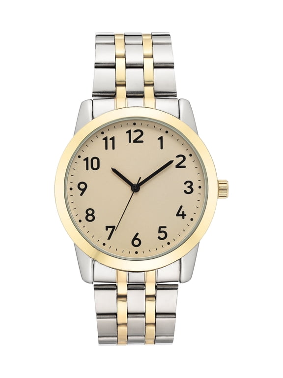 Men's Casual Watch with Champagne Dial and Two Tone Metal Bracelet