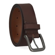 Men's Classic Casual Leather Belt, Brown, 38MM, Made Domestically