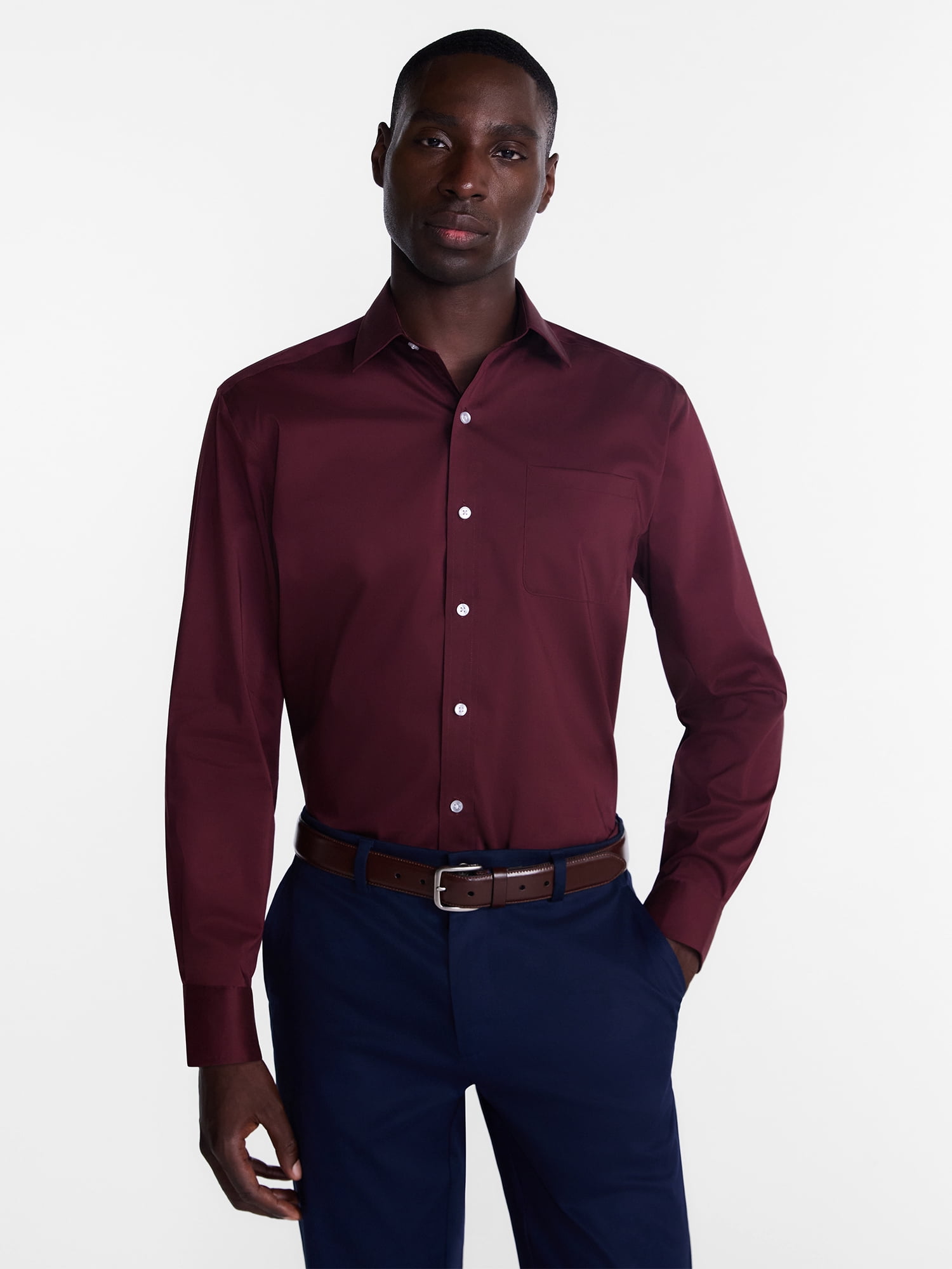 George Men's and Big Men's Classic Fit Dress Shirt with Long Sleeves, Sizes S-3XL
