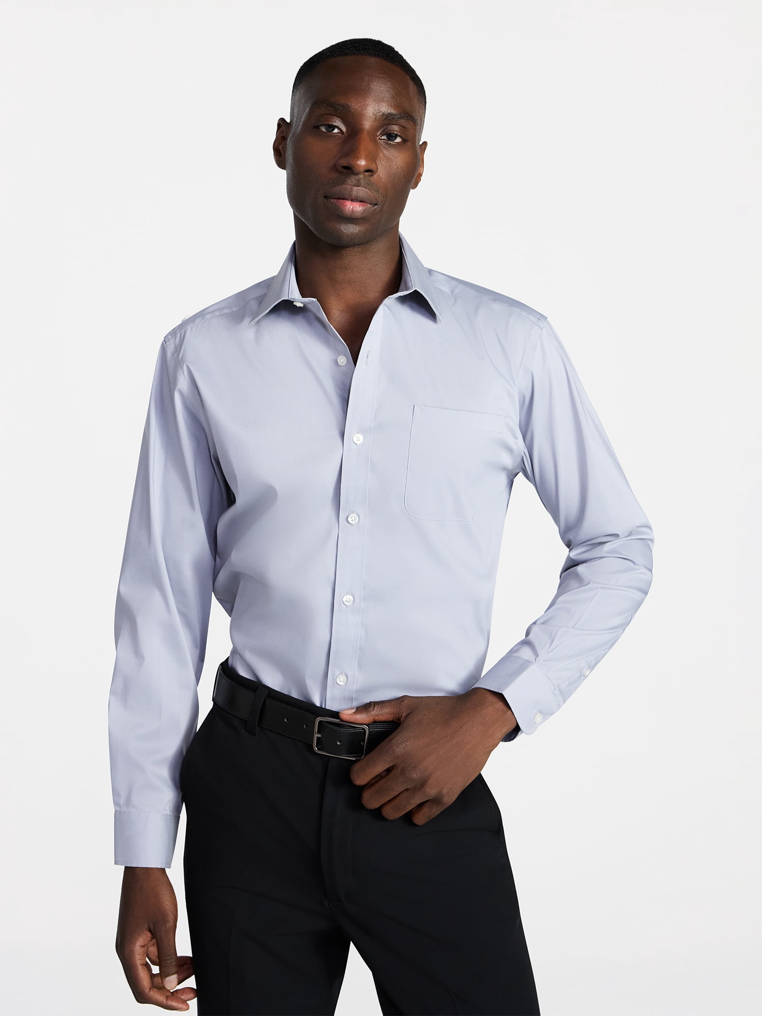 george long sleeve dress shirts George Men's Classic Dress Shirt with Long Sleeves, Size S-3XL, Stretch  Fabric