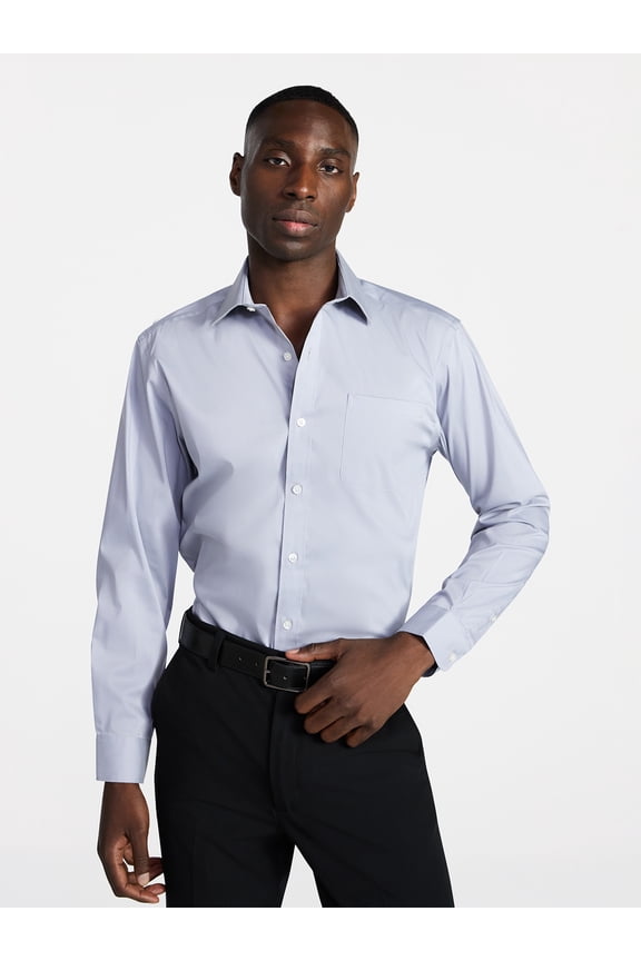 Men's Classic Dress Shirt with Long Sleeves, Sizes S-3XL