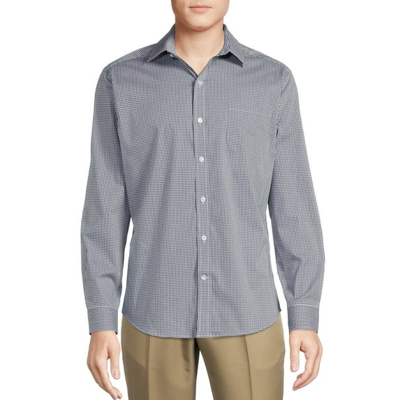 George Men's Classic Plaid Dress Shirt with Long Sleeves, Sizes S-3XL