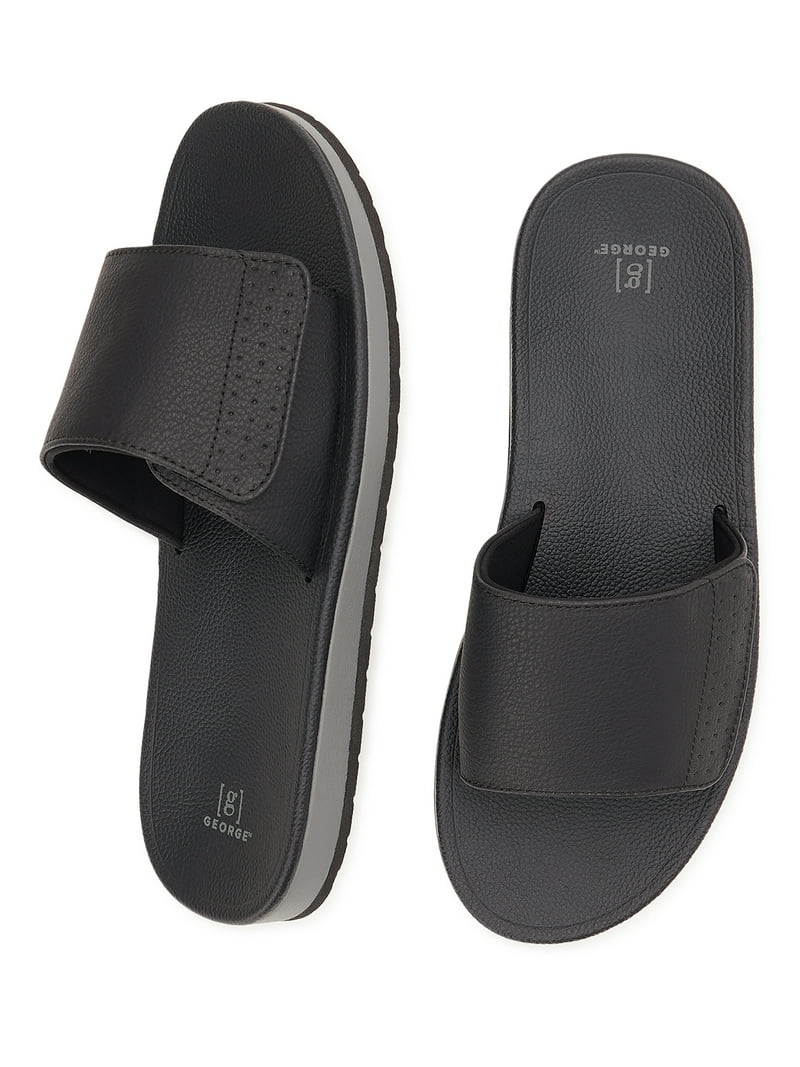 George Men's Comfort Slide Sandals, Adjustable Hook-and-Loop, EVA