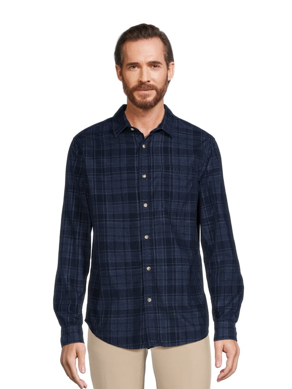 Men's Corduroy Shirt with Long Sleeves, Sizes S-3XL