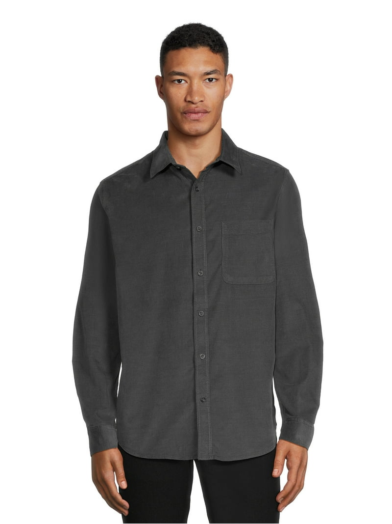 George Men's Corduroy Shirt with Long Sleeves, Sizes S-3XL