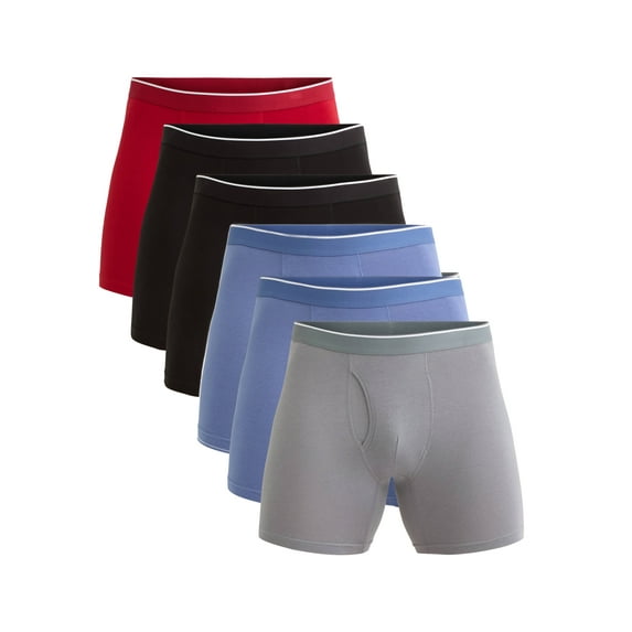 George Men's Cotton Blend Stretch Boxer Briefs, 6-Pack, Sizes S-2XL